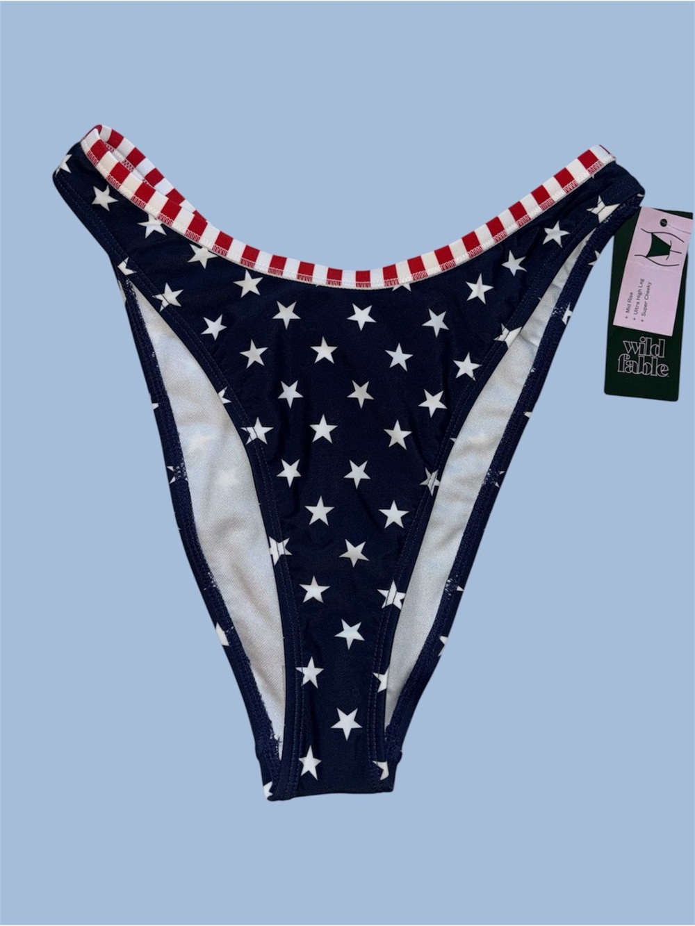 Wild Fable Stars and Stripes Mid Rise Ultra High Leg Super Cheeky Bikini Bottom